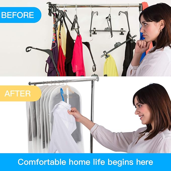 Dust Proof Garment Bags 7 Piece Set - 31 Inch Translucent Garment Covers with Full-Length Zipper for Closet Clothes Storage and Travel. Bonus: 5 Natural Cedar Ball.