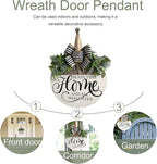 Welcome Sign for Front Door, Rustic Round Wood Wreaths Wall Hanging Outdoor Decor, Porch Fence Decorations Hanging Gift for Home Outdoor for Spring Summer Fall All Seasons Holiday, Bless This Home
