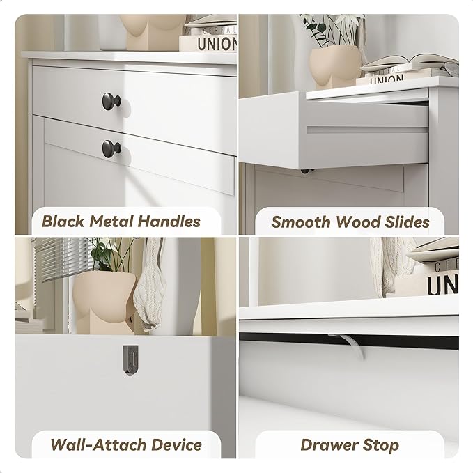Shoe Cabinet with 2 Flip Drawers Set of 2, Small Wood Modern Shoe Organizer with Adjustable Shelf, Narrow Freestanding Hidden Shoe Cabinet Storage for Entryway, Hallway, Living Room, White