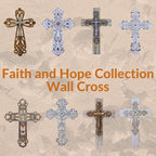 Comfy Hour 13" Rustic Brown Wall Cross Decor, Christian Farmhouse Wall Art with White Cloth, Wooden Look Religious Cross Plaque for Living Room, Bedroom, Entryway, Resin Sculpture Home & Communion Decor