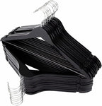 ELONG HOME Solid Wooden Hangers 20 Pack, Wood Suit Hangers with Extra Smooth Finish, Precisely Cut Notches and Chrome Swivel Hook, Wooden Clothes Hangers for Shirt Coat Jacket Dress, Black