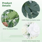 2 Pcs White Wedding Arch Flowers Set, Large 23.6 in & Small 15.7 in Artificial Floral Swag for Outdoor Wedding Decorations, Pre-Assembled for Easy Installation, Polyester Flowers for Longevity