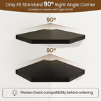 Fun Memories Corner Shelf Wall Mount Set of 2 - Solid Oak Wood Floating Corner Shelf with Cable Hole, 7in Rustic Design for Bedroom, Living Room, Kitchen (Black)