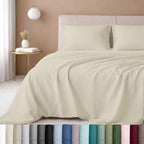 California Design Den Deep Pocket King Sheets Set - Luxury 600 Thread Count 100% Cotton Sateen, King Size Sheet Set, All Around Elastic, Snug Fit, Hotel Quality Bedding - Ivory (Warm Cream)
