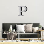 Qunclay 12'' Silver Crystal Diamond Bling Letters Crushed Diamond Decoration Wooden Glitter Letter with Screw and Hooks Rhinestone Gift for Wedding Y2k Mcbling Bedroom Wall Decor (Letter P)