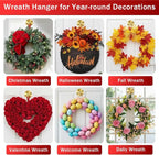 4 Pack Suction Cup Wreath Hanger, New No Drill Suction Cup Hooks for Door Wreaths, Reusable Holder for Glass Window, Door, Fall, Halloween, Christmas, Welcome Sign(Gold)