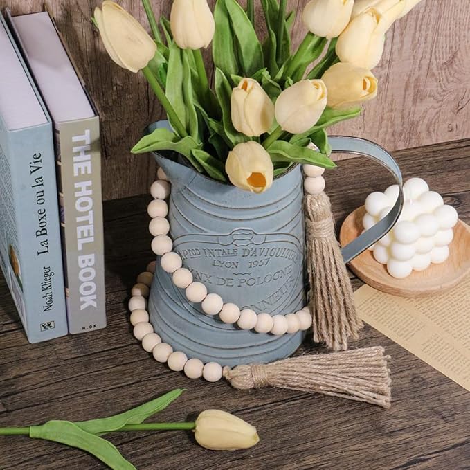 Sivya 3Pcs Farmhouse Beads Wood Bead Garland with Tassels
