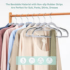 Heavy Duty Hangers 30 Pack, Plastic Clothes Hangers Non-Slip, 0.2'' Slim, 360° Swivel Hook, 16.5 Inches Wide, Thin Space Saving Hangers for Suit, Shirt & Pants, Light and Dark Gray