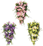 21.65In Spring Teardrop Swag, Artificial Floral Swag with Green Leaves, Easter Teardrop Wreath Front Door Swag, Decorative Teardrop Garland for Front Door Porch Wall (A)