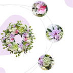 24 Inch Spring Wreath for Front Door, Artificial Spring Summer Floral Wreath with Dahlia Hydrangea Orchid for Home Wall Wedding Festival Indoor Outdoor Decor