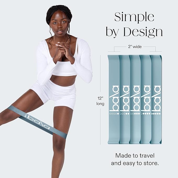 Bala Booty Bands Resistance Bands for Women & Men - Elastic Exercise Bands for Working Out - Wrist, Ankle, Legs & Booty Bands - Workout Resistance Bands for Yoga, Pilates, Strength Training