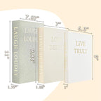 Aesthetic Decorative Books, Set of 3 Linen Fake Book Boxes, Faux Book Decor for Coffee Table, Bookshelf, Entryway Tables