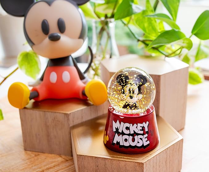 Silver Buffalo Disney Classics Mickey Mouse Icon Toss Logo Boxed 45mm Light Up Snow Globe