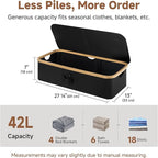 StorageWorks Underbed Storage Containers with Lids, 2-Pack 7" Low Profile Under Bed Storage Box with Bamboo Frame for Clothes, Bedding, Blankets and Shoes, 42L Sturdy Fabric Organizer, Black