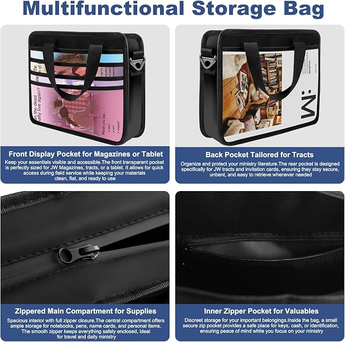 JW Magazine and Tract Holder – JW Field Service Supplies,Jehovah Witness Ministry Supplies,Jworg Accessories Best Life Ever Gifts,Ministry Organizer for Pioneers Bag Convention