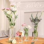 Fixwal 4pcs Clear Glass Cylinder Vases, 4, 6, 8, 10 Inch Tall Cylinder Vases for Centerpieces, Glass Flower Vase Floating Candle Holder Vase for Table Shelf, Party, Wedding, Home Decor