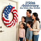 4th of July Decorations Outdoor Patriotic Wreaths for Front Door 250th Anniversary Decorations Red White and Blue American Flag Wreath (Red White Blue 2)