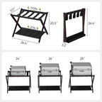 Luggage Rack, Folding Luggage Rack for Guest Room, Brown Bamboo Suitcase Stand Holds up to 131 lb, Luggage Stand with Storage Shelf for Hotel, Bedroom (1 Pack)