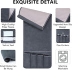 Couch Armrest Remote Control Holder, Polar Fleece Couch Caddy Gifts for Seniors, Non-slip Bed Caddy Tv Remote Holder with 5 Pockets for Key Glasses Phone Magazine Holders