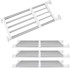 Geetery 4 Pcs Closet Tension Shelf Rod Metal Expandable Shelf Organizer Adjustable Closet Shelves Rack DIY Dividers Separators for Cabinet Storage Locker Clothes(19.69–31.5 Inch)