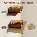 Vivelove 12 Inch Deep Floating Shelves 16 inch Long, 2 Inch Thick Wall Shelves with Invisible Brackets, Shelf for Bedroom Bathroom Living Room Kitchen Office Home Decor, Modern Shelf Set of 2, Oak