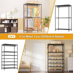 Ulif E13C Max Heavy Duty Closet Organizer System，Freestanding Clothing Racks for Hanging Clothes，Adjustable Garment Rack 86" W x16 D x77 H Hold 1100 lbs，Black Rack with Black Dustproof Cover