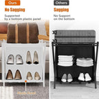 Luggage Rack for Guest Room, Folding Suitcase Stand with Fabric Storage Shelf, Luggage Holder, Steel Foldable Luggage Stand for Guest Room, Bedroom, Hotel, White