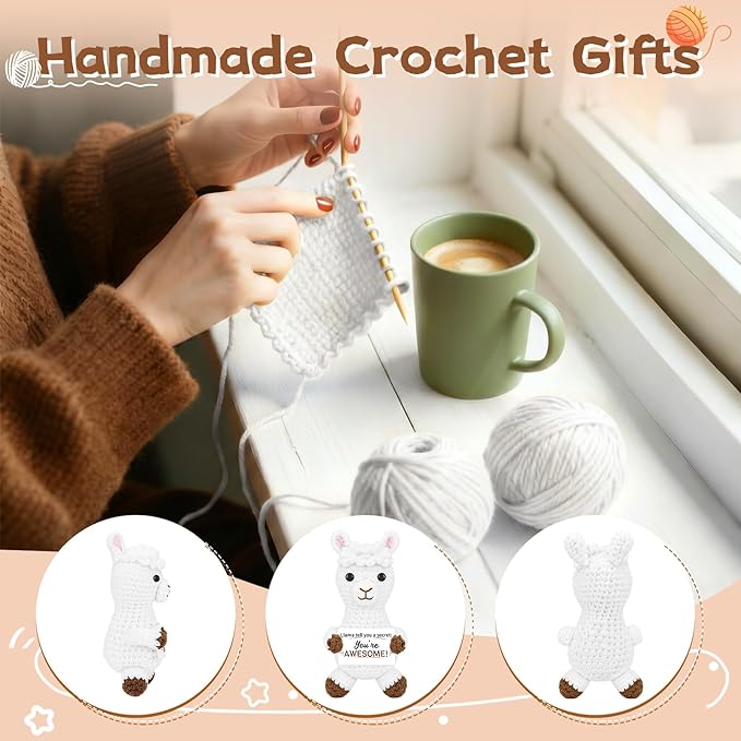 DAFURIET Funny Emotional Llama Gifts for Him Her, Positive Crochet Animals Fathers Day Birthday Anniversary Graduation Inspirational Appreciation Gift for Coworker Friend Colleague Teacher Mom Dad