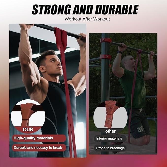 WHATAFIT Resistance Bands,Pull Up Assist Bands Set with Handles, Exercise & Workout Bands with Door Anchor for Men & Women – Home Fitness Equipment for Strength Training, Stretching
