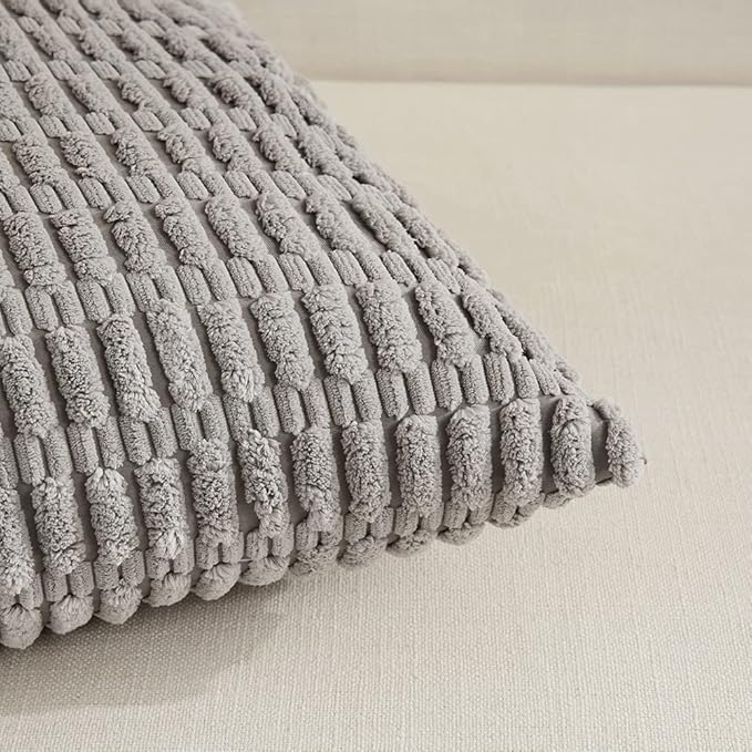 Fancy Homi 4 Packs Decorative Throw Pillow Covers for Living Room Couch Bed, Modern Farmhouse Boho Home Décor Accent Cushion Case, 20" x 12", Gray