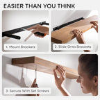 Homeforia 36 inch Golden Oak Floating Shelf, High End Solid Real Wood 36inch Small Floating Shelves for Wall Mounted, Oak Wooden 36in Floating Shelves, Heavy Duty Bracket, 36 X 6.5 X 1.75 in, Set of 3