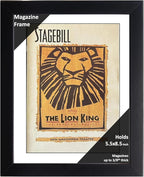 Creative Picture Frames 5.5 x 8.5 Magazine Theatre Show Frame with Full-Strength Glass, Holds Up To A 1/4" Thick Media with Installed Hangers for Easy Mounting, 8x10 Black Frame with White Mat