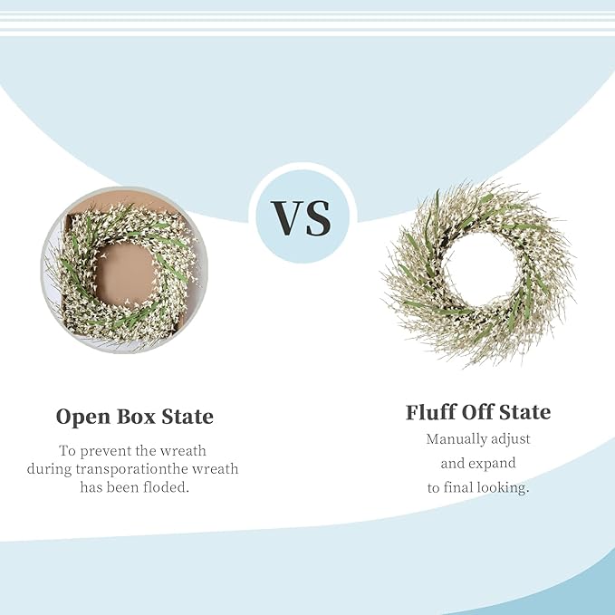 26 Inch Spring Wreaths for Front Door, Large Artificial Forsythia Flowers Wreath, Spring Summer Floral Wreath All Season for Home, Wall, Window, Porch, Wedding, Farmhouse Decor (White)