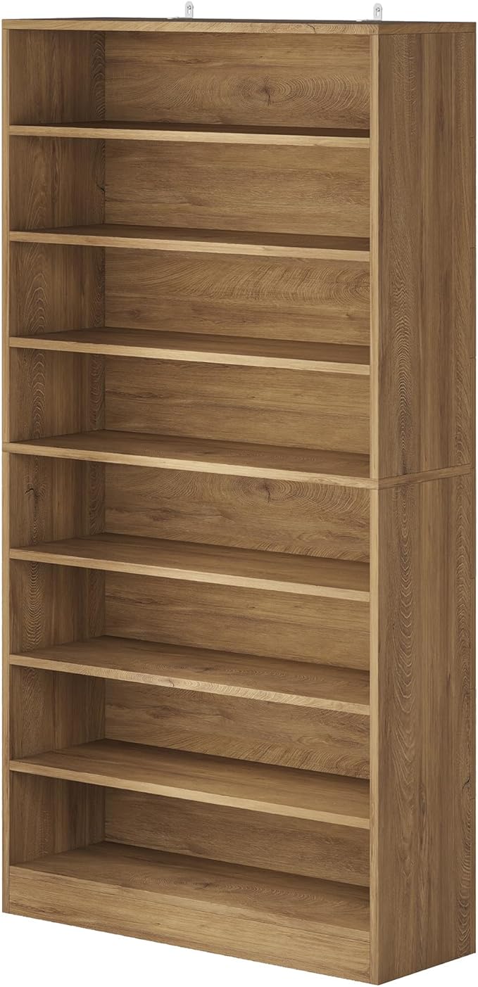 Tribesigns Tall Shoe Cabinet, 9 Tiers 40-45 Pairs Heavy Duty Wood Freestanding Shoe Storage Cabinet, 70.8'' Tall Shoe Cabinet with Open Storage for Entryway (1, Light Brown)