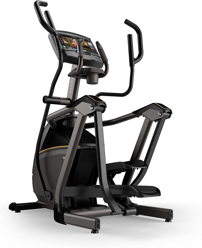 Matrix Fitness E50 Elliptical with XIR | 16" Touchscreen (WiFi+BT+HDMI) | Low Impact Workouts, Full Body Cardio, High Calorie Burn | Space Saving Compact Design, Suspension Elliptical