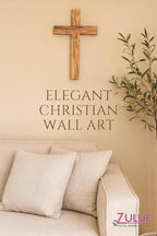 Zuluf Wooden Olivewood Plain Cross For Wall decor | Large Wall Cross Christian Religious Gift | Wall Art Home Room Décor | Jerusalem Decorative Wall Cross with Holy Land Certificate | 25cm / 9.8"