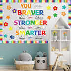 Classroom Bulletin Board Decoration Set Welcome Banner Wall Door Decor Colorful Classroom Decorations for Kindergarten Preschool Elementary Middle School (Braver, Stronger, Smarter)