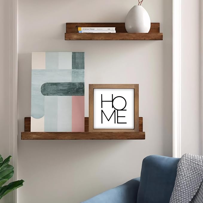 6 Inch Home Sign Decor, Wooden Family Room Wall Decor for House Art, Indoor Entryway Shelf Table Tiered Tray Mantel Rustic Farmhouse Decoration