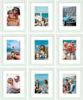 Vittanly 8x10 Picture Frames Set of 9, Shatter Resistant Plexiglass, Display 5x7 Pictures with Mat or 8x10 without Mat, Photo Frames for Wall or Tabletop, Engineered Wood, Vintage Green