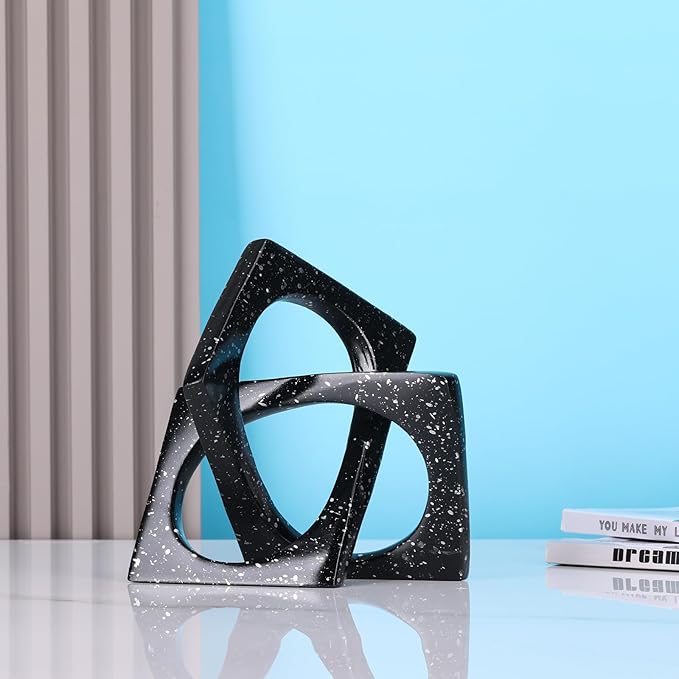 Modern Geometric Sculpture Black Knot Statue Decor, Home Bookcase Centerpiece Jax Decorative, Tabletop Sculpture and Figurines, For Home Decor Accent Cube Ornaments