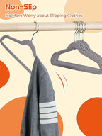 HOUSE DAY 14 Inch Kids Velvet Hangers 50 Pack, Durable Big Kid Hangers for Youth, Teen, Non Slip Kids Felt Hanger, Cute Childrens Hanger for Closet, Grey