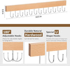 ZEDODIER 2 Pack Necklace Organizer Wall Mount, Wooden Jewelry Hanger Necklace Holder with 24 Hooks,Hanging Jewelry Organizer, Natural