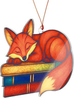 Fox Ornaments for Christmas Tree, Christmas Ornaments 2026, Fox Ornament Gift for Librarian, Bookworm, Reading Lover, Teacher, Decoration Hanging Ornament Gifts for Book Lovers, Book Gift
