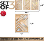 qmmp Modern Wooden Wall Sculptures - Set of 3 - Home Decor Accent - Large Wall Art for Living Room, Bedroom, Office - Easy Installation (Oak, Large - Direction)