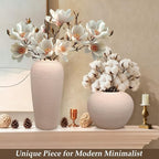 Tall Ceramic Vase 12 Inch Neutral Textured Vase,Cream Ceramic Vase for Home Decor,Farmhouse Tall Ceramic Flower Vase for Dining Table,Living Room,Kitchen,Bedroom,Entryway