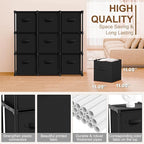 9 Cube Storage Organizer with Shelf Back to School Boxes 11 Inch Toy Storage Bins Closet Organizers Drawers Fabric Dresser for Playroom Books Bedroom Dorm Kitchen (Black)