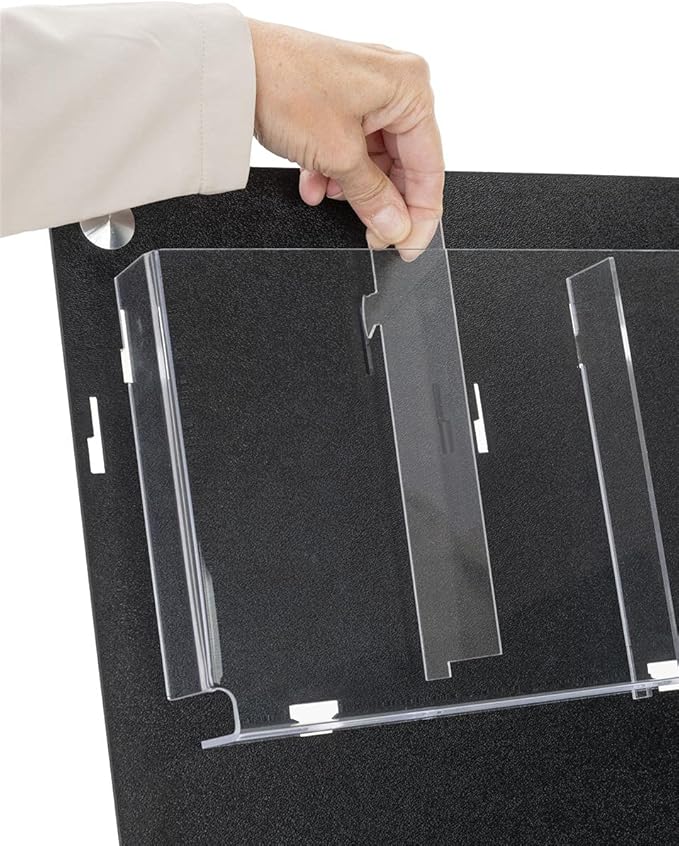 Displays2go Tiered Brochure Rack for Wall, 6-12 Adjustable Pockets, Frameless Acrylic - Black (2RP6BLK)
