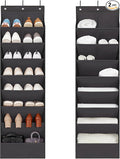 2 Pack Shoe Organizer with 6 Extra Large Pockets and 4 Large Pocket, Over the Door Sturdy Closet Storage Rack, Hanging Shoe Organizer for Shoes, Sneakers, Black