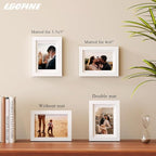 Egofine 5x7 Picture Frames Set of 4, Made of Solid Wood Covered by Plexiglass 3.5x5 and 4x6 with Mat or 5x7 without Mat, for Table Top Display and Wall Mounting Photo Frame White