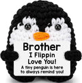Belatelove Mini Funny Brother Gifts from Sisters Brothers, Handmade Crochet Mini Penguin Father's Day for Brother, I Love You for Brother Valentines Day Cute Small Easter Decor